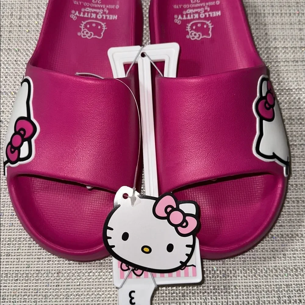 Hello Kitty Child Fuchsia Pink Side Wink Rubber Slides